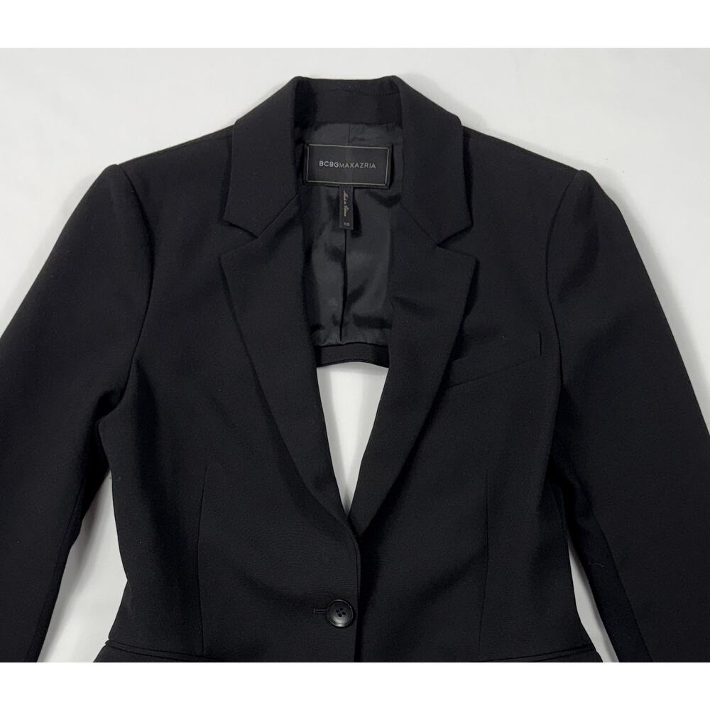 BCBGMAXAZRIA Womens Black Straight Fit Blazer Black Open-Back with Straps XS - Picture 5 of 12